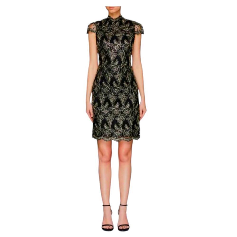 Alice + Olivia Marya Dress Ladies Pre-Loved Black Metallic Dress Size 6 - Picture 2 of 11